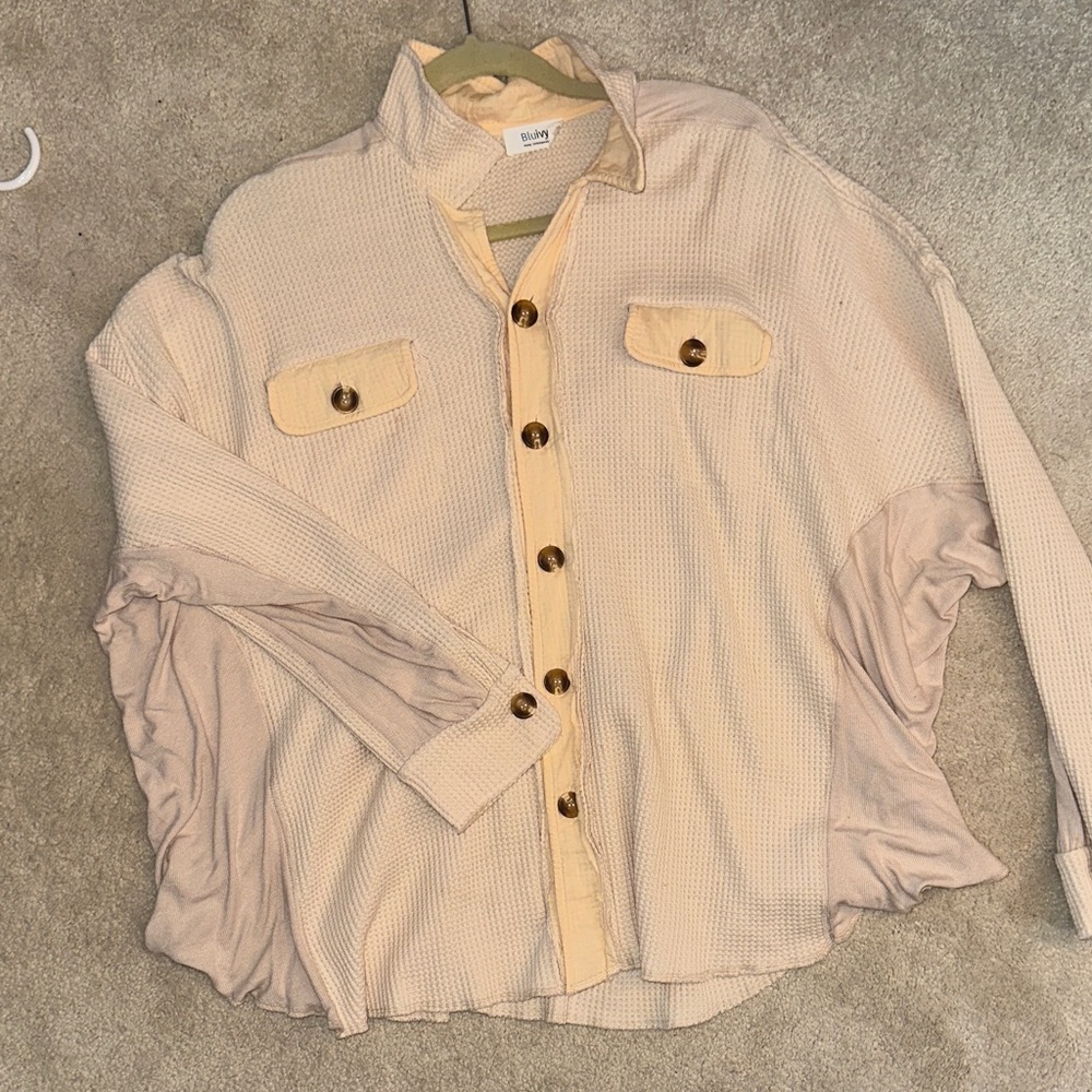 Waffle knit button up oversized